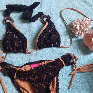 Betsey Johnson Black Lace Bikini Set